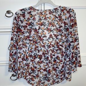 Floral Multi Colored Blouse with Crochet Back